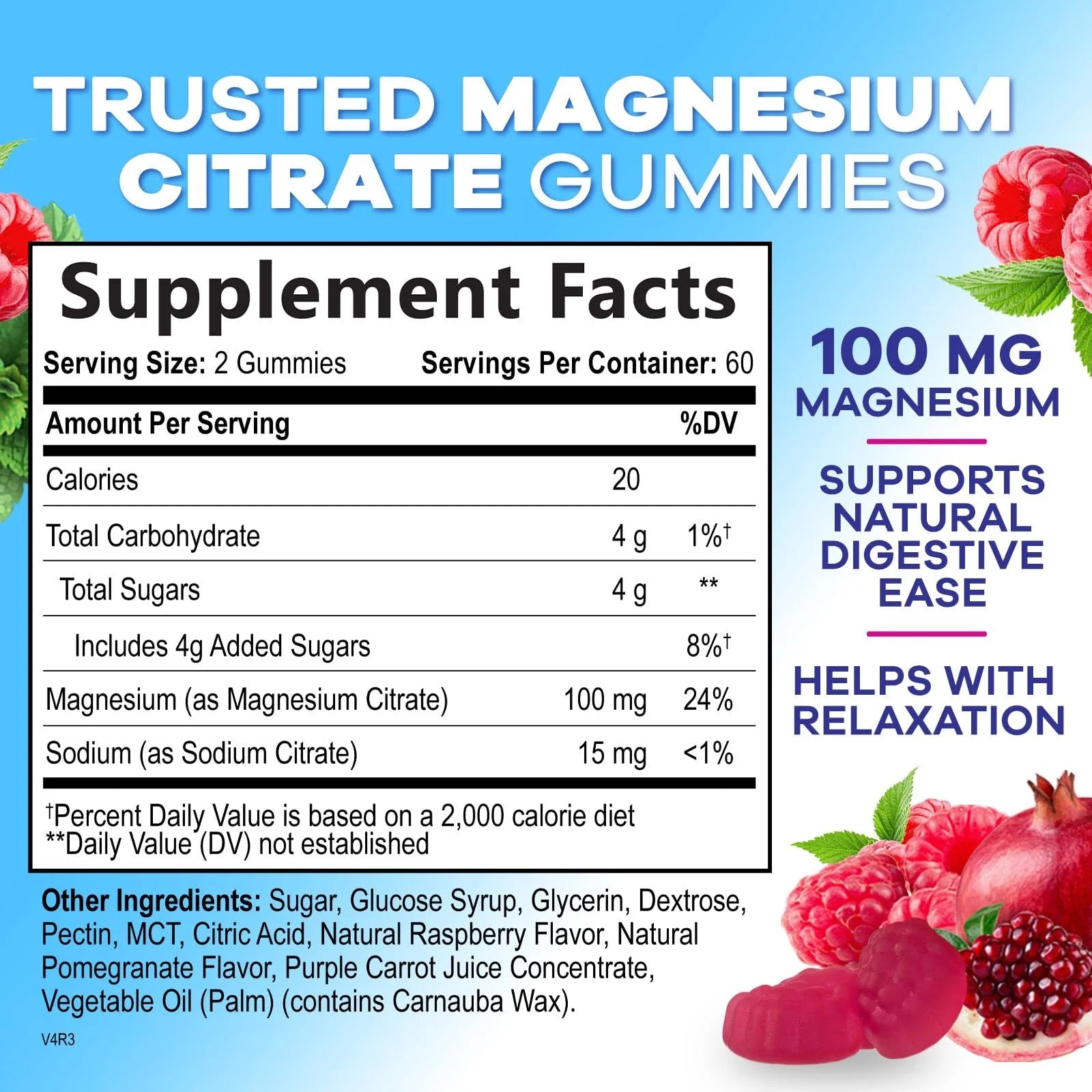Magnesium Citrate Gummies for Adults & Kids - High Absorption Magnesium Supplements - Premium Calm, Relaxation, Muscle, Nerve, Bone & Heart Support - Great-Tasting Vegan Gummy Supplement, 120 Gummies