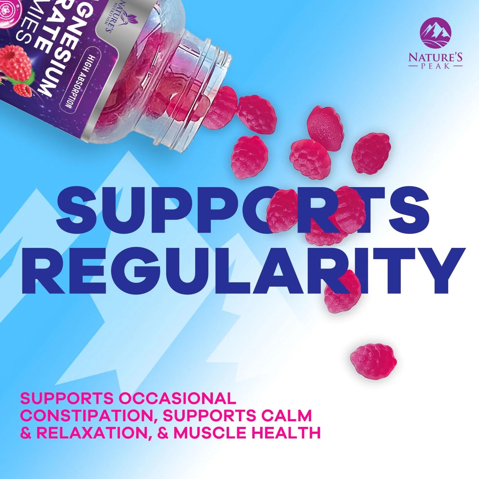 Magnesium Citrate Gummies for Adults & Kids - High Absorption Magnesium Supplements - Premium Calm, Relaxation, Muscle, Nerve, Bone & Heart Support - Great-Tasting Vegan Gummy Supplement, 120 Gummies