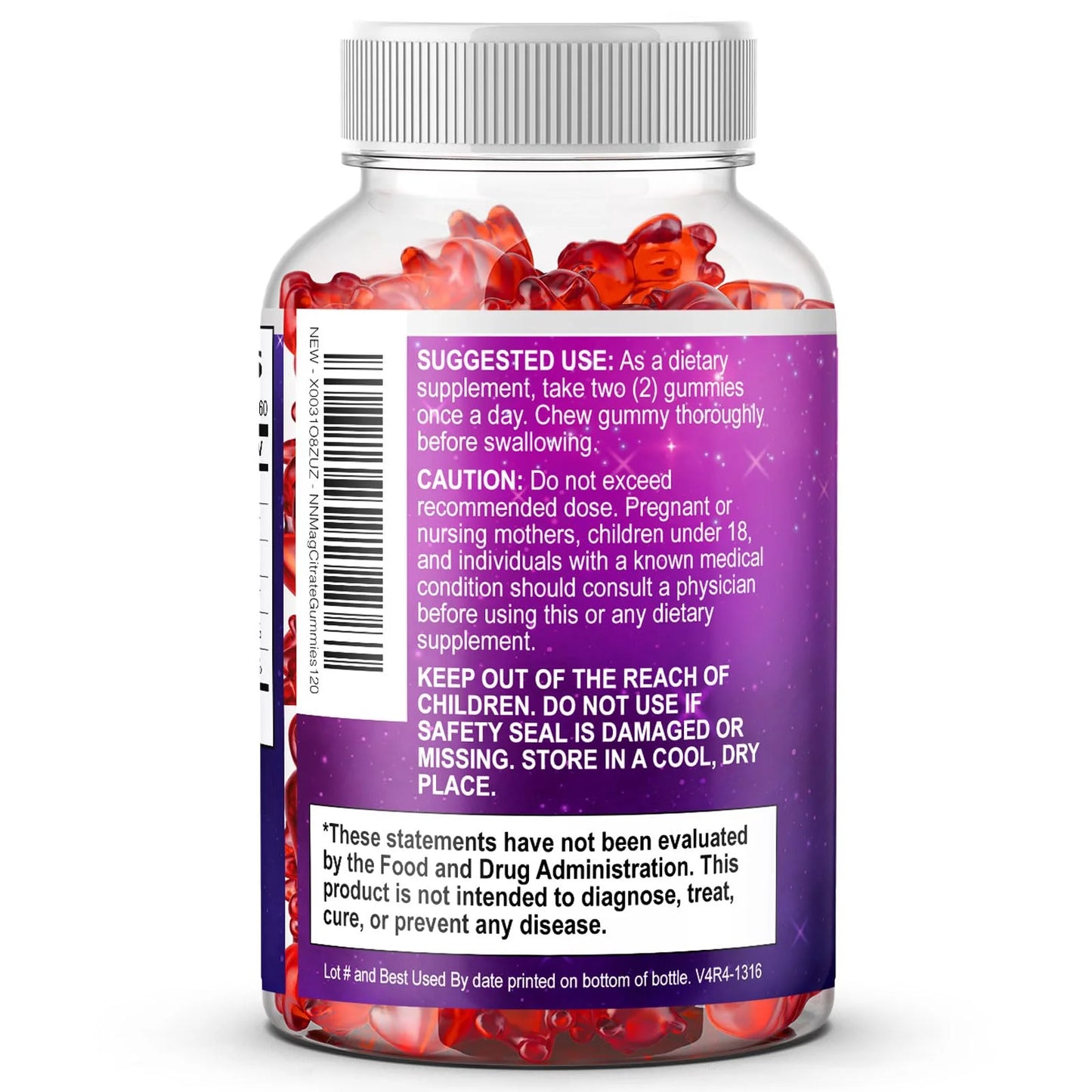 Magnesium Citrate Gummies for Adults & Kids - High Absorption Magnesium Supplements - Premium Calm, Relaxation, Muscle, Nerve, Bone & Heart Support - Great-Tasting Vegan Gummy Supplement, 120 Gummies