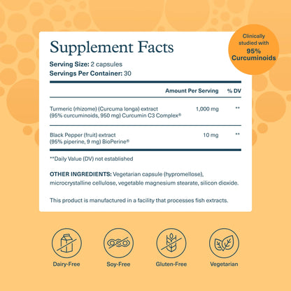 Turmeric Extra Strength - 1,000 Mg - Supports Brain, Muscle & Joint Health* - Contains Bioenhancers, Curcuminoids & Herbal Extracts - USP Verified - 60 Vegetarian Capsules (30-Day Supply)