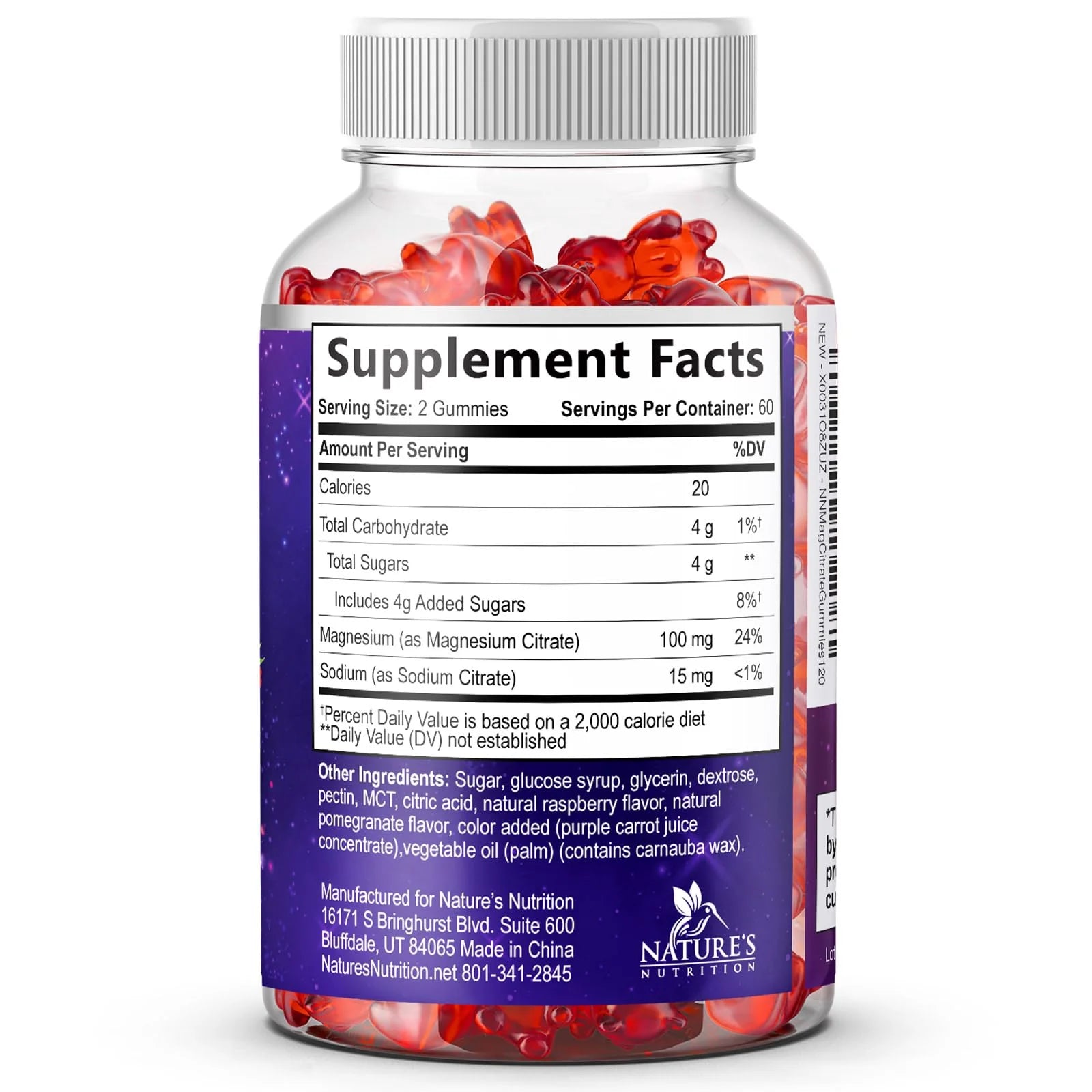 Magnesium Citrate Gummies for Adults & Kids - High Absorption Magnesium Supplements - Premium Calm, Relaxation, Muscle, Nerve, Bone & Heart Support - Great-Tasting Vegan Gummy Supplement, 120 Gummies