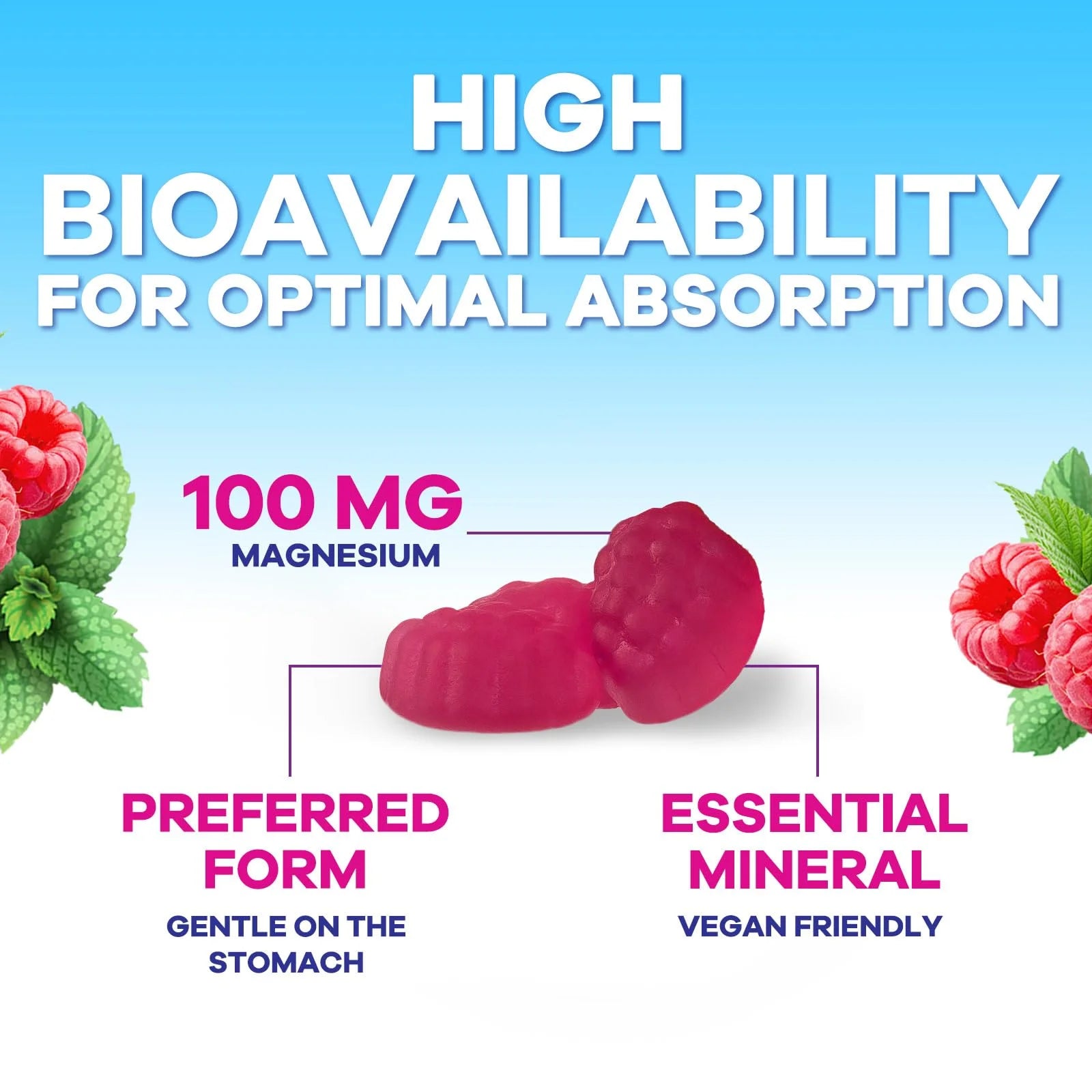 Magnesium Citrate Gummies for Adults & Kids - High Absorption Magnesium Supplements - Premium Calm, Relaxation, Muscle, Nerve, Bone & Heart Support - Great-Tasting Vegan Gummy Supplement, 120 Gummies