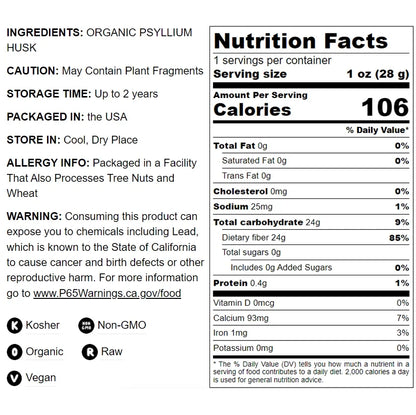 Organic Psyllium Husk Powder, 10 Pounds — Non-Gmo, Kosher, Raw, Vegan — by